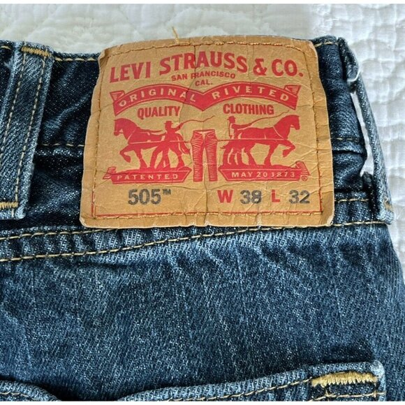 Levi's 505 Mens Size 38 x 32 (Act. 36 x 30) Classic Wash Straight Leg Jeans - Picture 9 of 9
